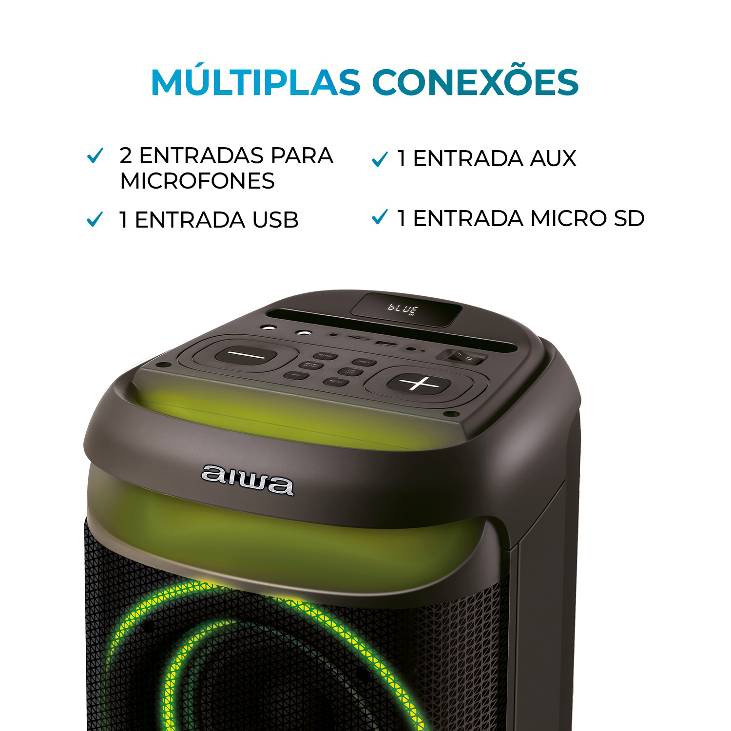 Caixa De Som Amplificada Party Box Aiwa Aws-pb-08 Bluetooth Caixa De Som Amplificada Party Box Aiwa Aws-pb-08 Bluetooth